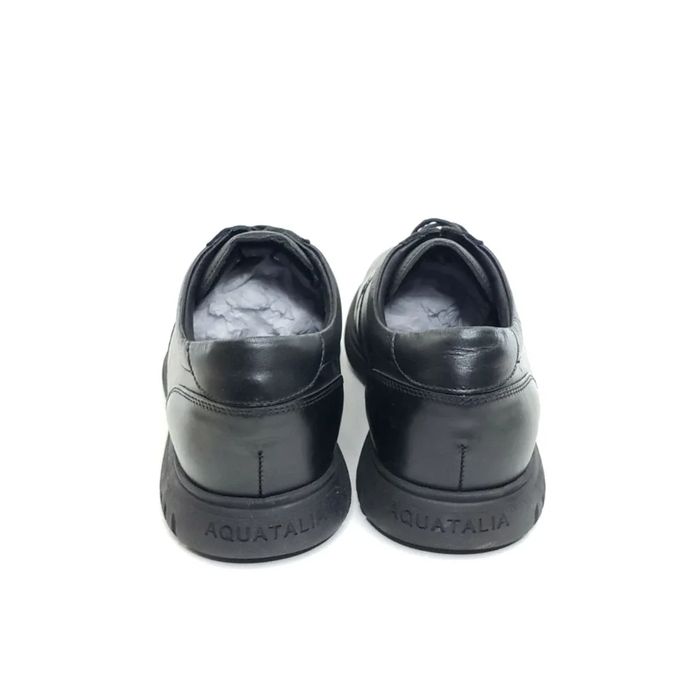 Aquatalia Mens Plain Toe Oxford Dress Shoes Black Leather Lace Up Size 12